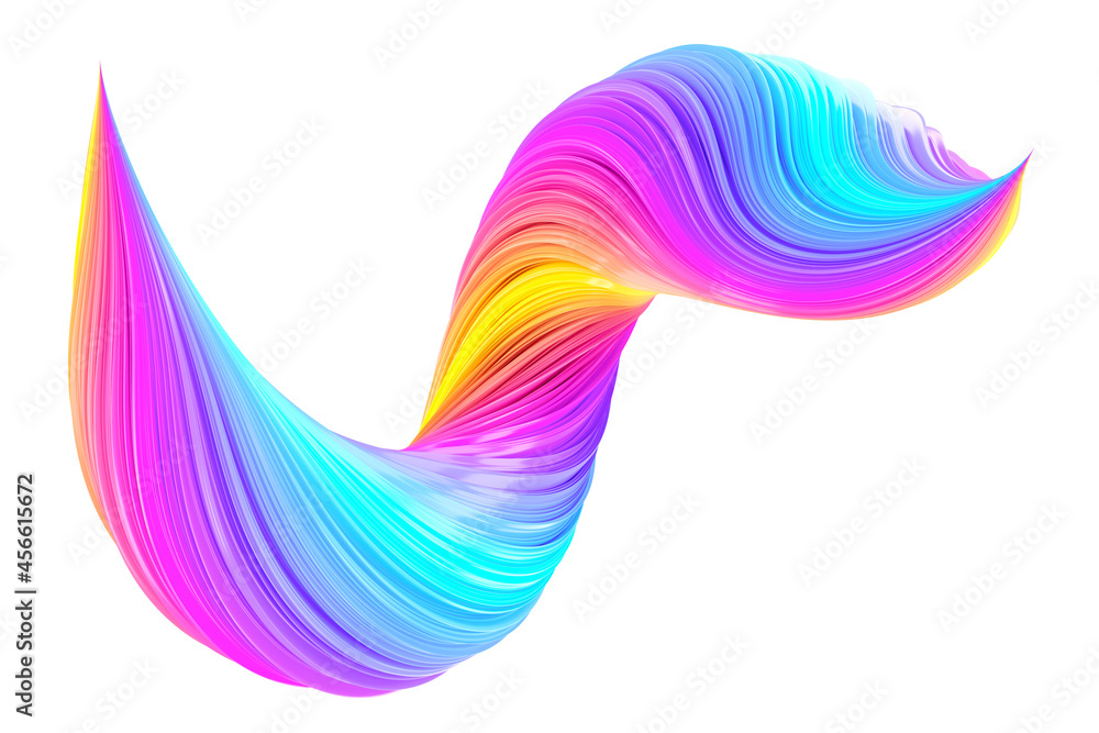 Aufkleber multicolored abstract twisted brush stroke. bright curl, artistic spiral. 3d rendering image