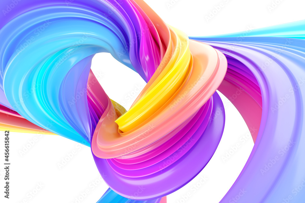 Aufkleber multicolored abstract twisted brush stroke. bright curl, artistic spiral. 3d rendering image