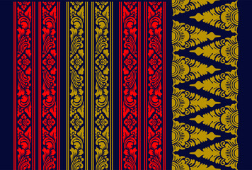 Indonesian geometric batik motifs with Balinese flower patterns, exclusive and classic, are suitable for various purposes. EPS VECTOR 10 - obrazy, fototapety, plakaty