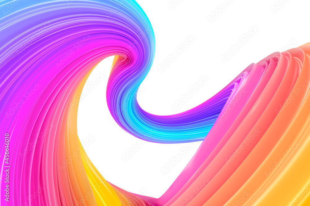 Aufkleber multicolored abstract twisted brush stroke. bright curl, artistic spiral. 3d rendering image