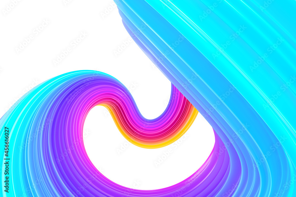 Aufkleber multicolored abstract twisted brush stroke. bright curl, artistic spiral. 3d rendering image