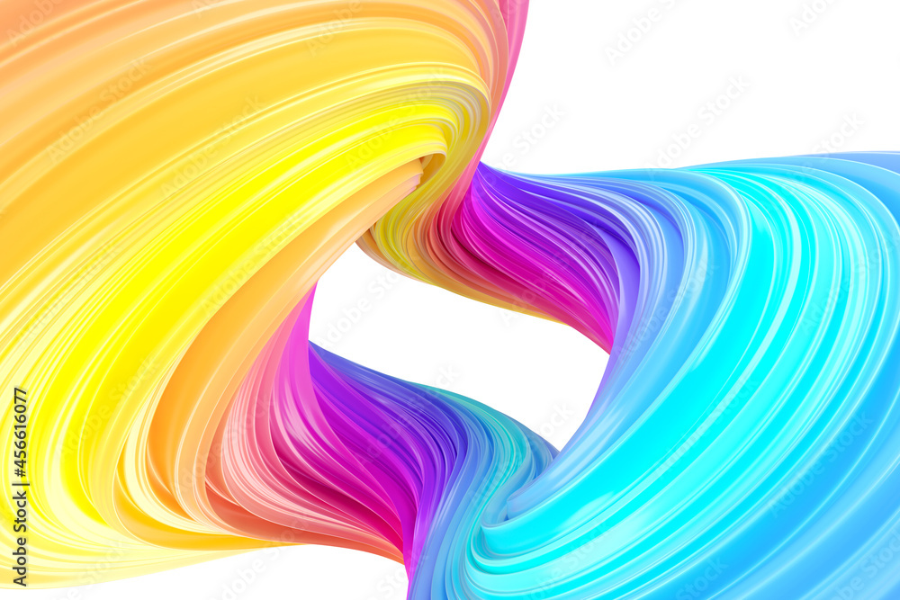 Aufkleber multicolored abstract twisted brush stroke. bright curl, artistic spiral. 3d rendering image