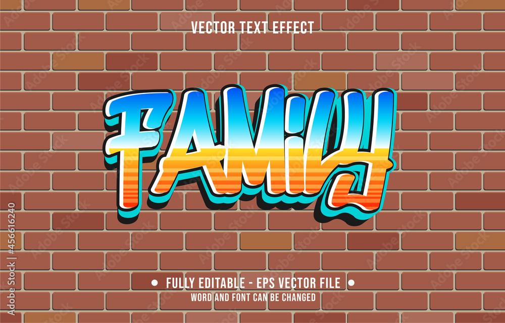 Wall mural editable text effect gradient color street graffiti wall style for digital and print media font effe