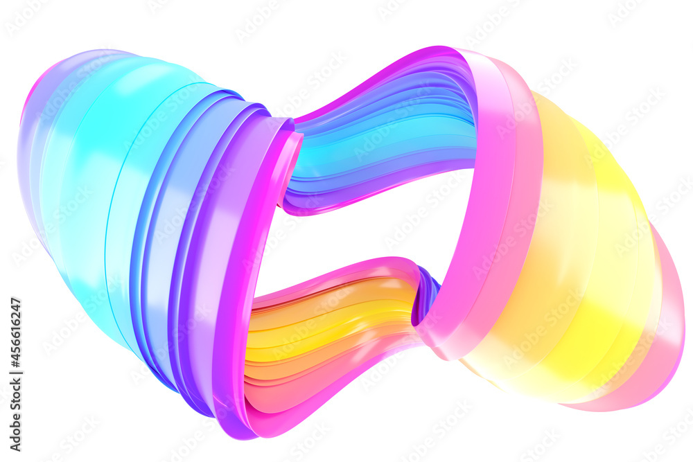 Aufkleber multicolored abstract twisted brush stroke. bright curl, artistic spiral. 3d rendering image
