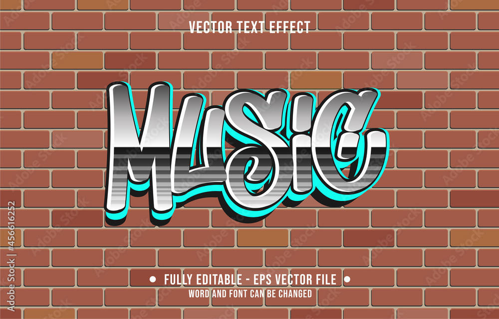 Wall mural editable text effect gradient color street graffiti wall style for digital and print media font effe