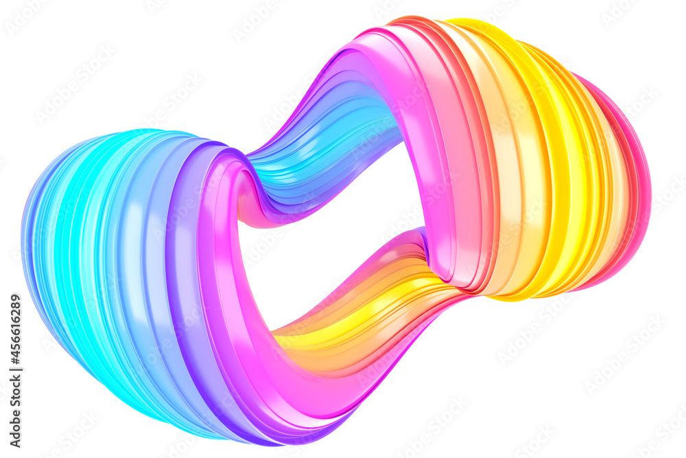 Aufkleber multicolored abstract twisted brush stroke. bright curl, artistic spiral. 3d rendering image