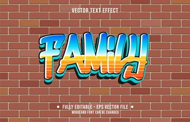 Editable text effect gradient color street graffiti wall style for digital and print media font effect template