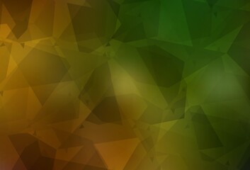 Dark Green, Yellow vector background with abstract polygonals.