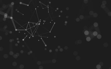 Abstract background. Molecules technology with polygonal shapes, connecting dots and lines. Connection structure. Big data visualization.