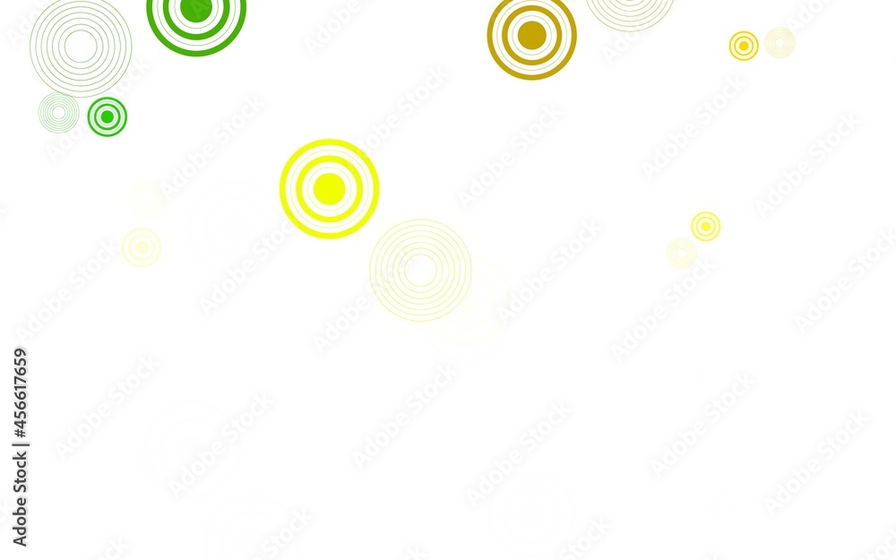 Poster light green, yellow vector pattern with spheres.