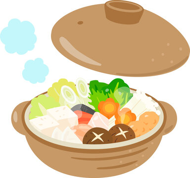 土鍋で煮込まれた鍋料理
