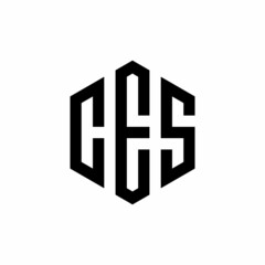 CES Initial three letter logo hexagon