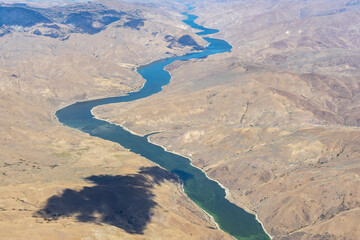 Aerial view of Snake River Oregon-Washington, USA