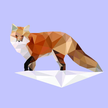 an abstract fox. the fox is drawn in the style of triangulation