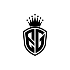 Monogram logo with shield and crown black simple EG