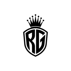 Monogram logo with shield and crown black simple RG