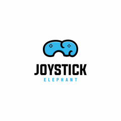 Elephant Joystick Logo Design. a logo with two meanings which means elephant and game joystick. flat minimalist logo and cartoon style