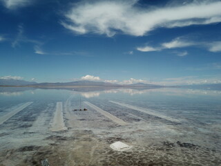 amazing flooded salt flats with mirror effect in Argentina