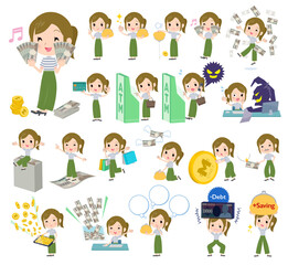 お金や経済に関するカジュアルファッション女性のセット