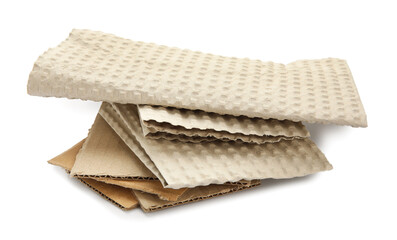 Pieces of cardboard on white background