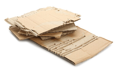 Pieces of cardboard on white background