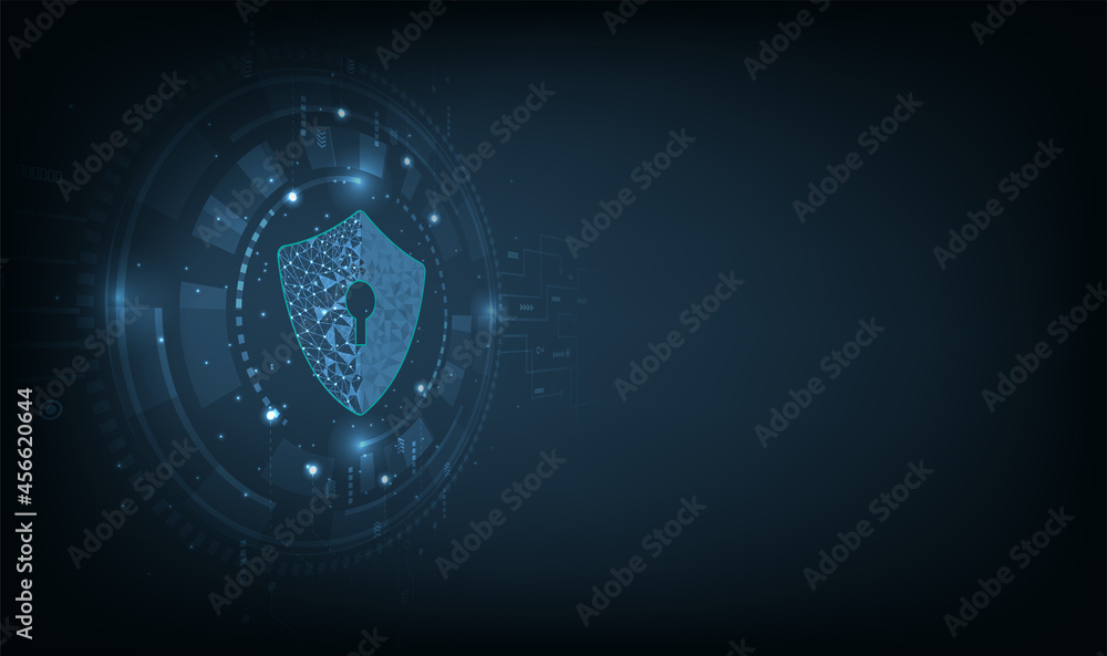 Fototapete cyber security concept.shield symbol on dark blue background.illustrates cyber data security.vector 