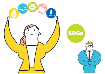実行可能なSDGsを選択しているビジネスパーソン　イラスト素材
