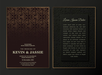 dark black wedding invitation with pattern
