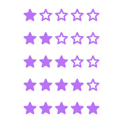 Fototapeta Ocena produktu lub recenzja klienta. Fioletowe gwiazdki - ikony wektorowe dla aplikacji i stron internetowych. Ranking, feedback, doświadczenie użytkownika, poziom satysfakcji klienta. obraz