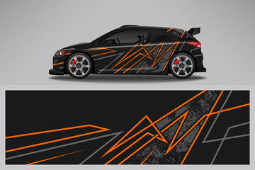Obraz premium Wrap car vector design decal. Graphic abstract line racing background design for vehicle, race car, rally, adventure livery camouflage.