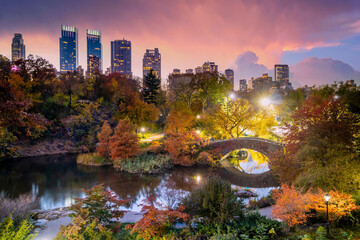 Central Park in autumn  in midtown Manhattan New York City