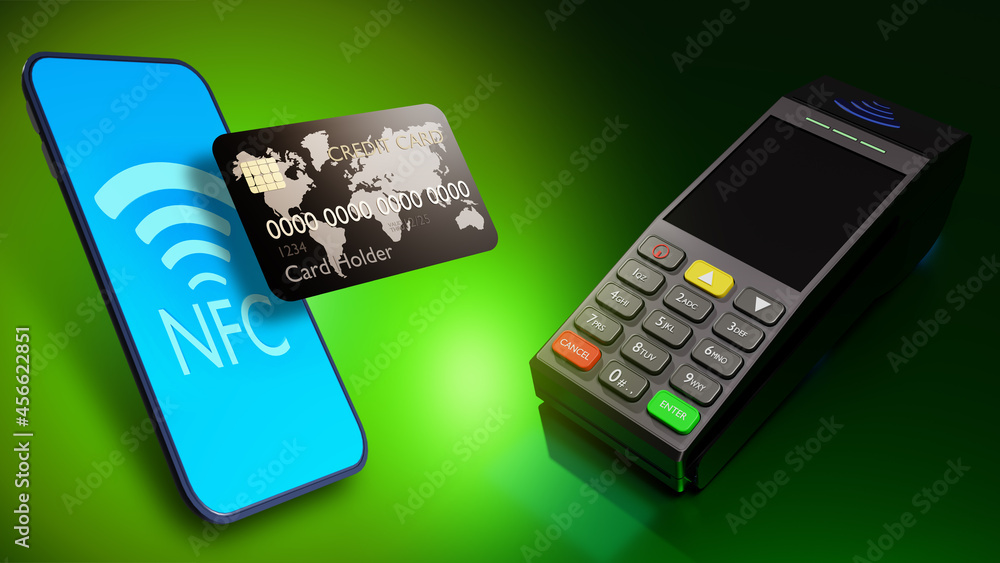 Aufkleber cashless payments via phone. pay using nfc apps. pos terminal for receiving payments. pos terminal f