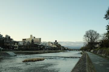 Kamo river bridge Kyoto Japan