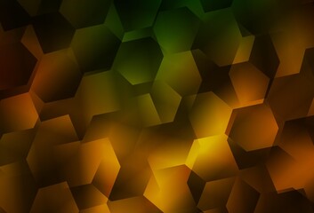 Light Green, Yellow vector backdrop with hexagons.