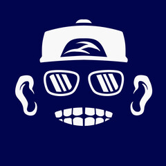 Punk man line. Pop Art logo. Colorful design with dark background. Abstract vector illustration.