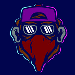 Punk man line. Pop Art logo. Colorful design with dark background. Abstract vector illustration.