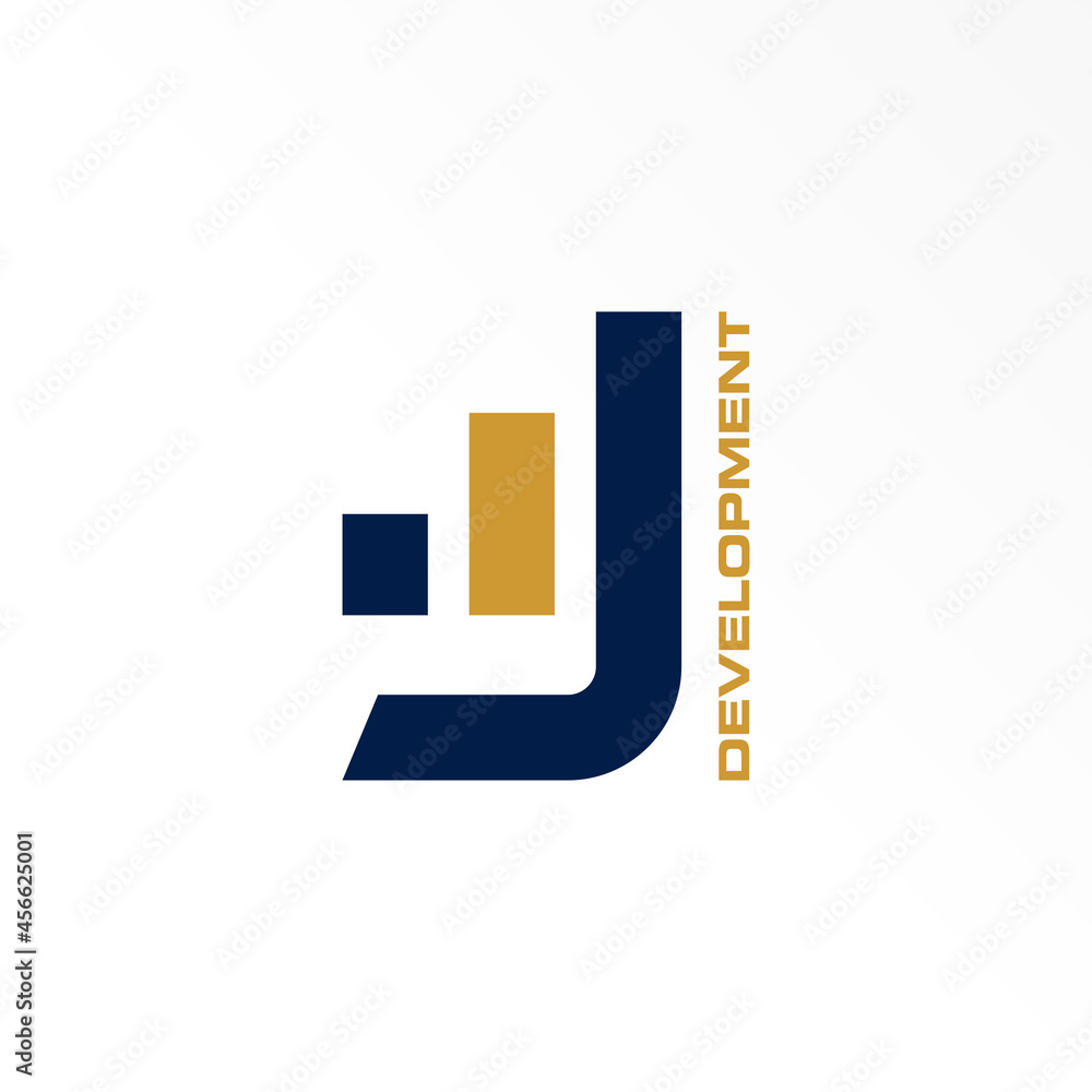 Poster letter or word j sans serif font with chart or trade image graphic icon logo design abstract concept