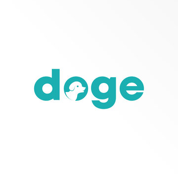 Letter or word DOGE sans serif font with head Dog image graphic icon logo design abstract concept vector stock. Can be used as a symbol related to pet.