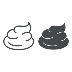 Whipped cream for coffee line and solid icon, food and beverage concept, foam vector sign on white background, outline style icon for mobile concept and web design. Vector graphics.