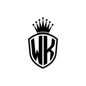 Monogram logo with shield and crown black simple WK