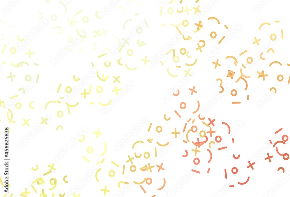 Aufkleber light red, yellow vector pattern with digit symbols.