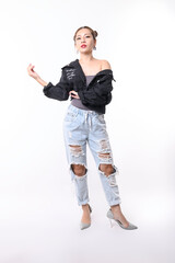 Beautiful Asia Female posing in  white color background