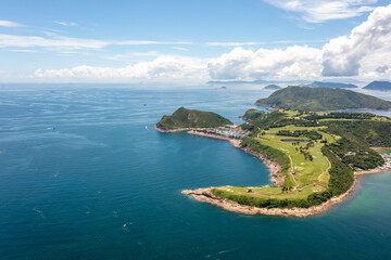 beautiful aerial view of the Clearwater Bay Golf and Country Club, Hong Kong, Summer