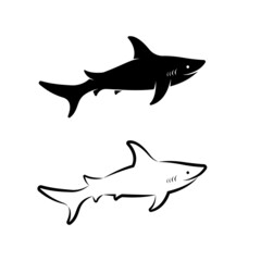 Obraz premium Vector of shark design on white background. Easy editable layered vector illustration. Wild Animals. Undersea animals.