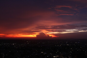 sunset over the city