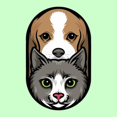 dog and cat logo illustration