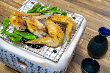 和風コンロで手羽先焼き