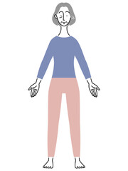 全身・正面・立ち姿の年配女性