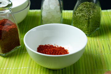paprika in white bowl
