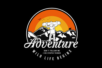 Adventure wild life begins, design silt retro style